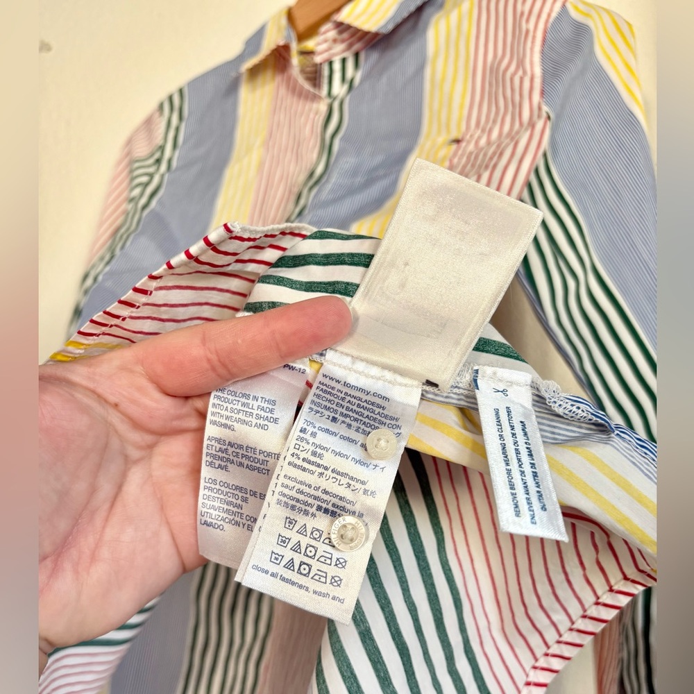 Tommy Hilfiger Primary Color Striped Relaxed Fit Button Down size S - Picture 4 of 4
